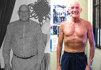 Chris before and after training at Victors Gym